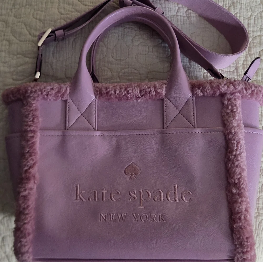 Kate Spade Jette Faux Shearling Pink Quartz Tote Bag New W/out Tags - Picture 1 of 9